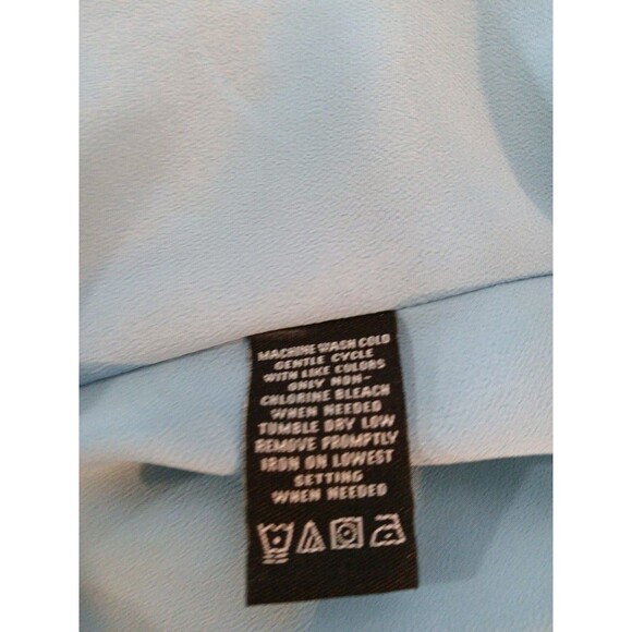 Norton McNaughton Skirt Size 8 Midi Lined Blue Floral Trumpet - Flowy- Front Tie - Picture 15 of 16